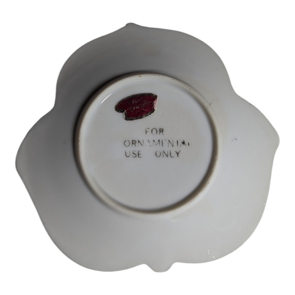 Lugene's Hand Painted Dogwood Lotus Shaped Trinket Dish Porcelain Japan Vintage - Picture 5 of 5